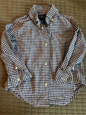 Ralph Lauren Boys' Blue Gingham Button-Down Shirt size 3T